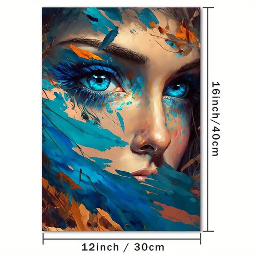 Stunning Abstract Color Splash Blue Eyed Female Canvas Print NEW! 12 in x 16 in Home & Garden:Home Décor:Posters & Prints Style Your Walls